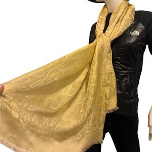 Vintage Dior1  Oblique monogram motif scarf Gold-tone, metallic thread accents.